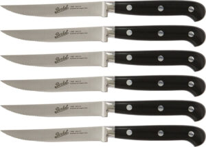 Adhoc noir brillant -  Ensemble de 6 couteaux à steak dentelés