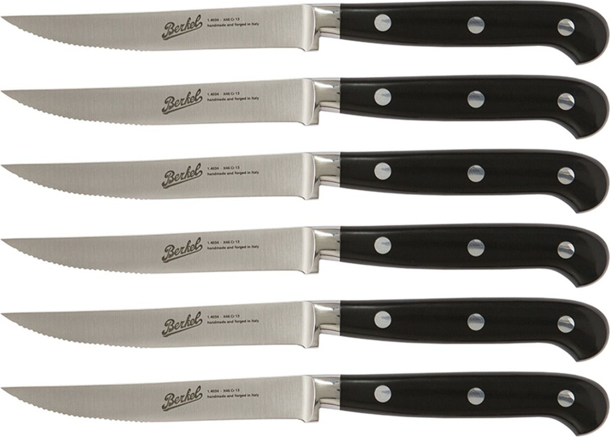 Adhoc noir brillant - Ensemble de 6 couteaux à steak dentelés