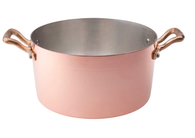 Casserole haute cuivre martelé et étamé Ø 20cm