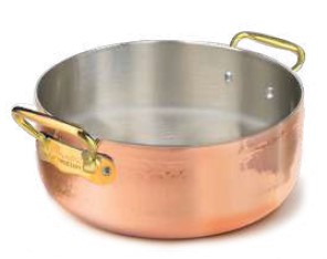 Casserole basse - cuivre martelé et étamé Ø 20cm