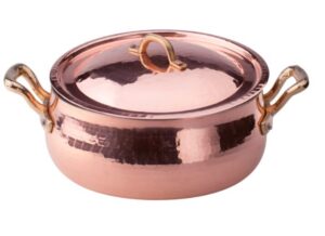 Casserole bombée cuivre martelé et étamé Ø 24cm