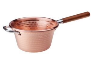 Casserole à Polenta en cuivre martelé et manche en bois Ø 20cm