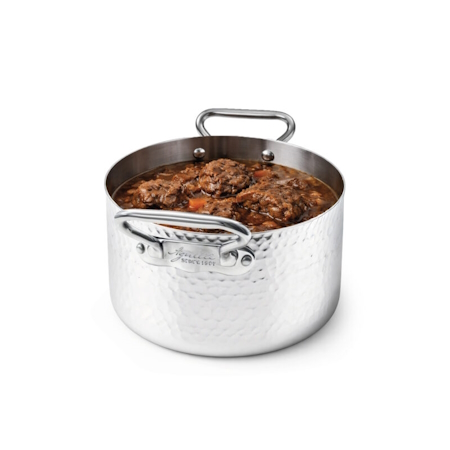 Casserole Haute avec poignées en Alu-Inox Martelé Ø 16cm – Image 2
