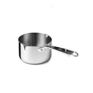 Casserole Basse avec manche et becs verseurs Alu-Inox Lisse  Ø 12 cm